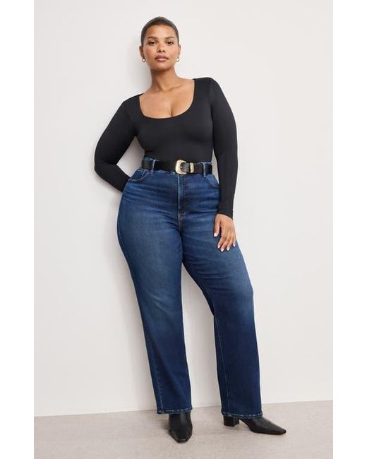 GOOD AMERICAN Blue Soft-Tech Straight Leg Jeans