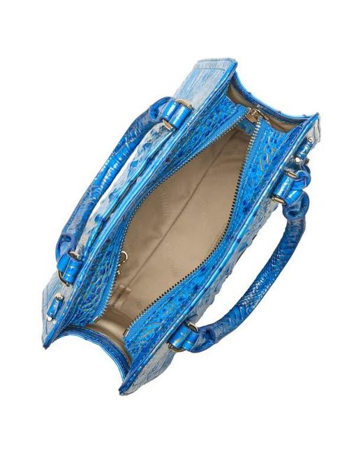 Brahmin Blue Cami Croc Embossed Leather Satchel