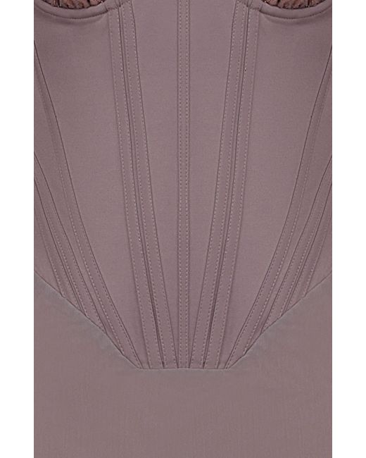 House Of Cb Purple Safran Long Sleeve Midi Dress