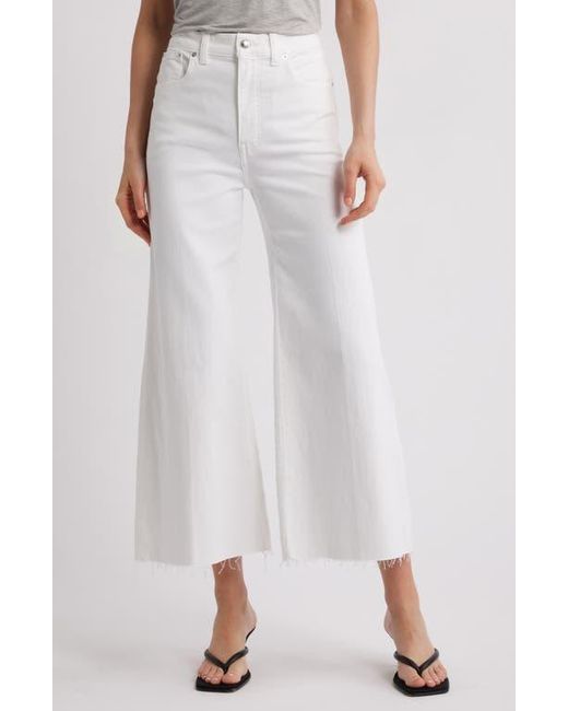 Madewell Women's White Raw Hem High Waist Crop Flare Wide Leg Jeans