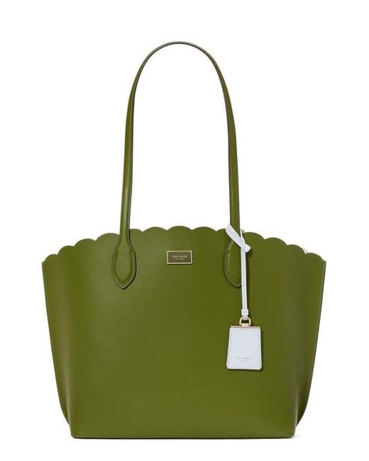 Kate Spade Green Suite Scallop Crossgrain Leather Tote