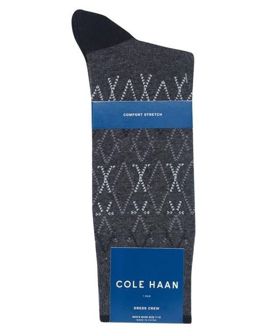 Cole Haan Black Argyle Dress Socks for men