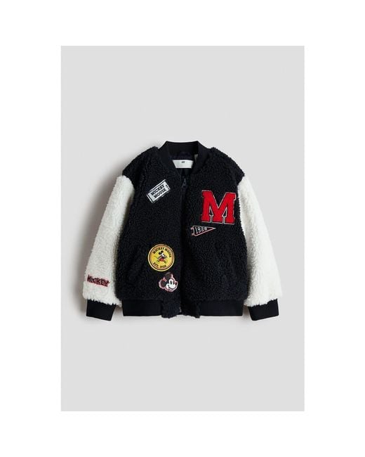 H&M Black Teddy Baseball Jacket for men