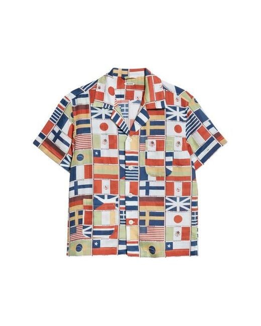 Bode Multicolor International Linen Camp Shirt for men