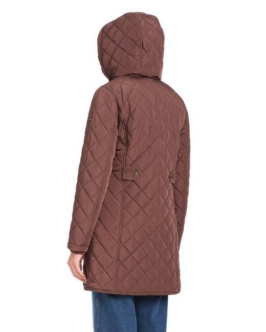 Vince Camuto Brown Water Resistant Quilted Coat With Removable Hood