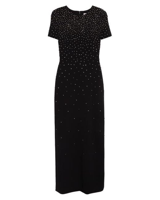 Carolina Herrera Black Crystal Embellished Stretch Crepe Column Gown