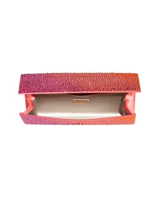 Judith Leiber Red Perry Crystal Embellished Satin Clutch