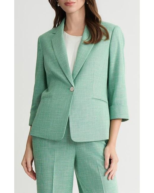 Kasper Green Cuff Sleeve One-Button Blazer