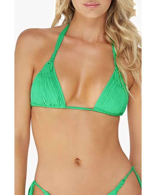 PQ Swim Green Mila Macramé Triangle String Bikini Top