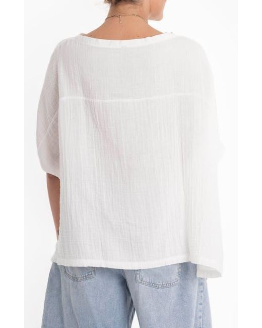 ocean + main White Square Gauze Top
