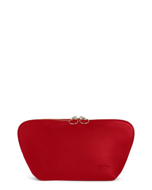 KUSSHI Red Signature Leather Makeup Bag