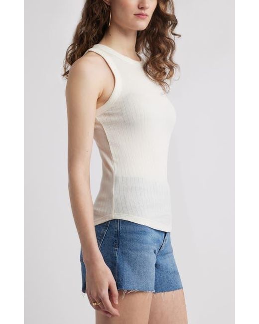 Treasure & Bond Blue Pointelle Rib Crewneck Tank