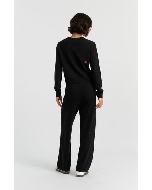 Chinti & Parker Black Wool Cashmere Snoopy & Charlie Cardigan