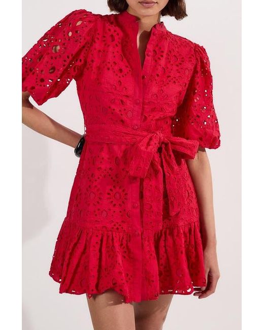 Karen Millen Red Woven Tie Waist Mini Dress