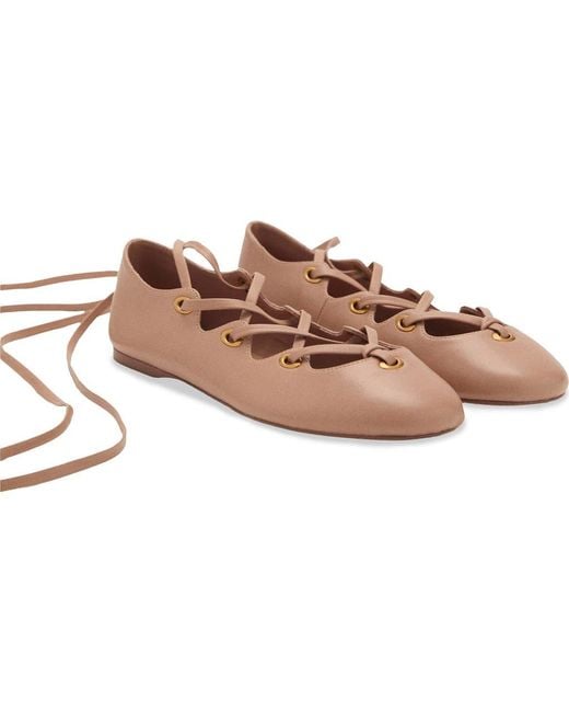 Mango Brown Ankle Wrap Ballet Flat