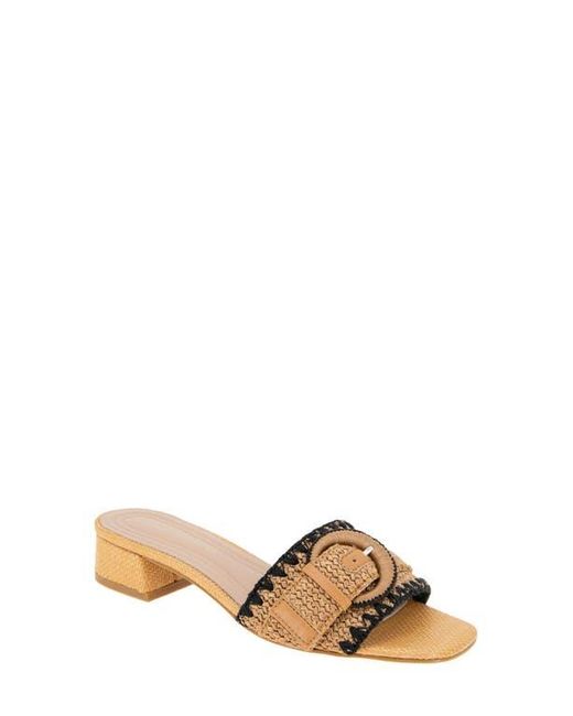 BCBGMAXAZRIA Brown Camri Buckled Raffia Slide Sandal