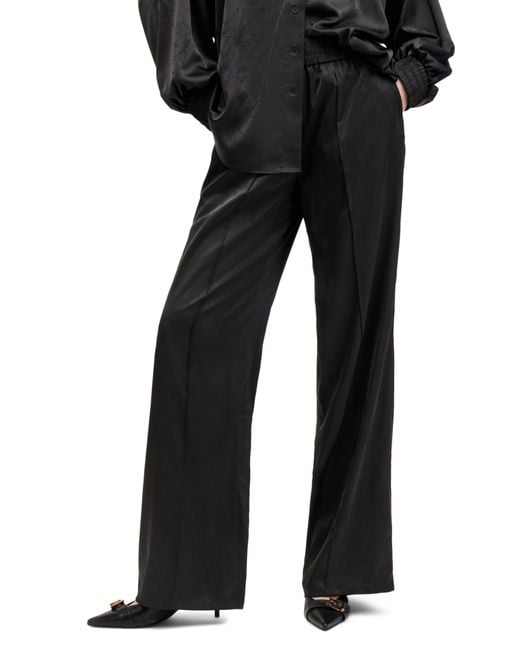 AllSaints Black Charli Jacquard Wide Leg Pants