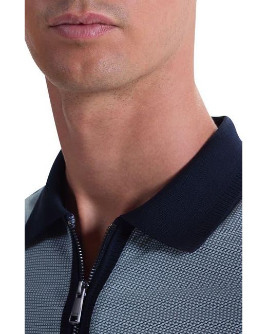 Bugatchi Blue Quarter Zip Polo for men