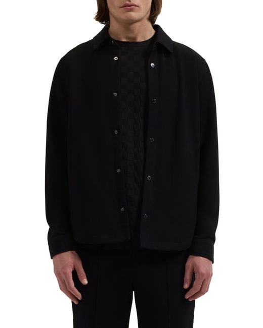 Bugatchi Black Soft Touch Knit Shirt Jacket for men
