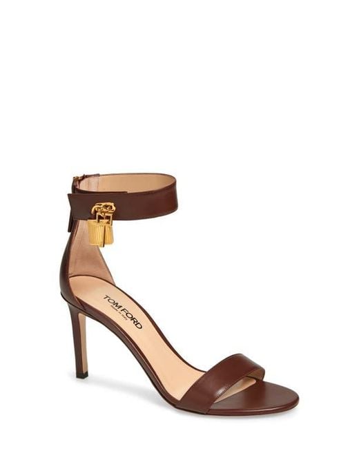 Tom Ford Brown Padlock Ankle Strap Sandal