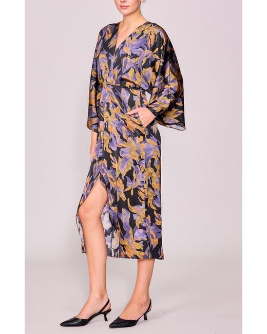 MELLODAY Red Wide Neck Long Sleeve Midi Dress