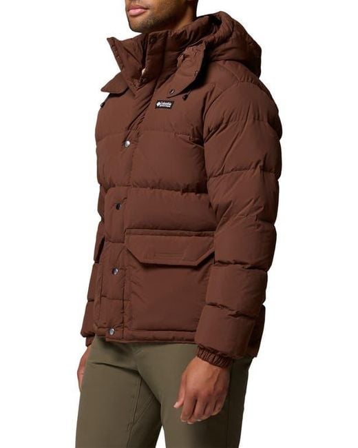 Columbia Brown Wallowa Water Repellent Down Puffer Jacket With Removable Hood for men