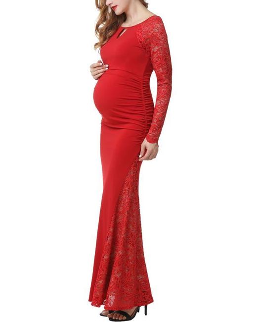 Kimi + Kai Red Bella Maternity Mermaid Maxi Dress