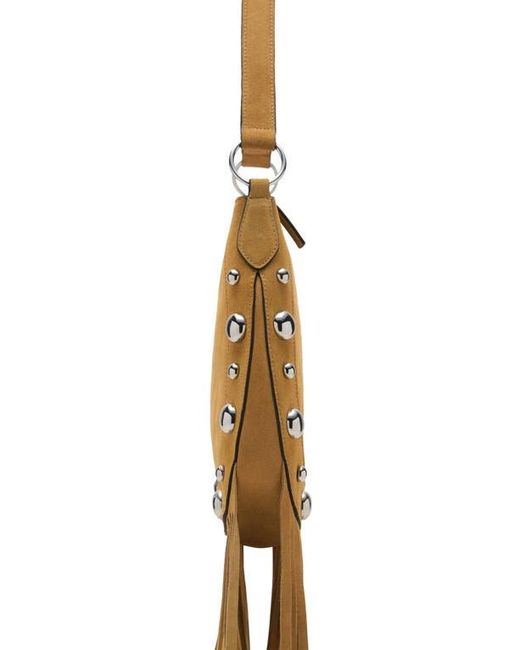 Mango Metallic Studded Fringe Suede Shoulder Bag