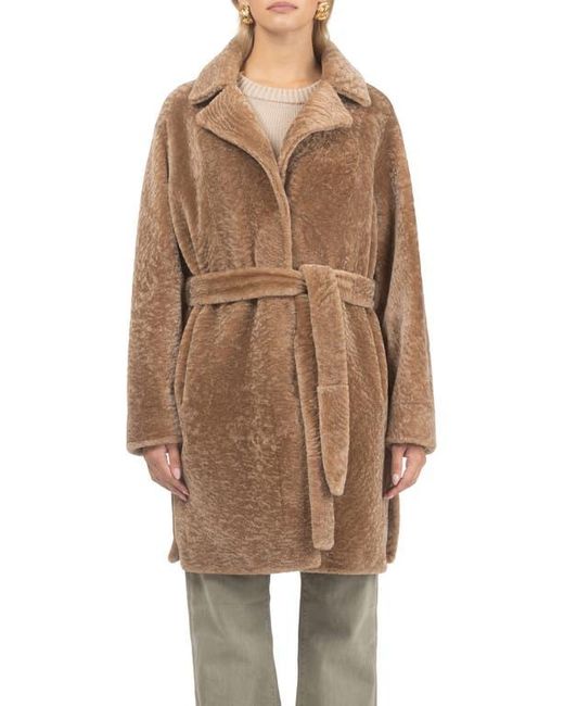 Gorski Reversible Textured Genuine Shearling Stroller, Belt in Brown | Lyst