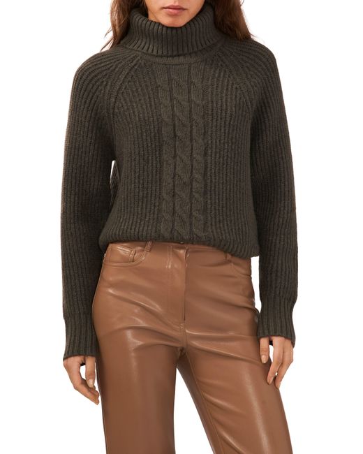 1.STATE Brown Back Cutout Turtleneck Sweater