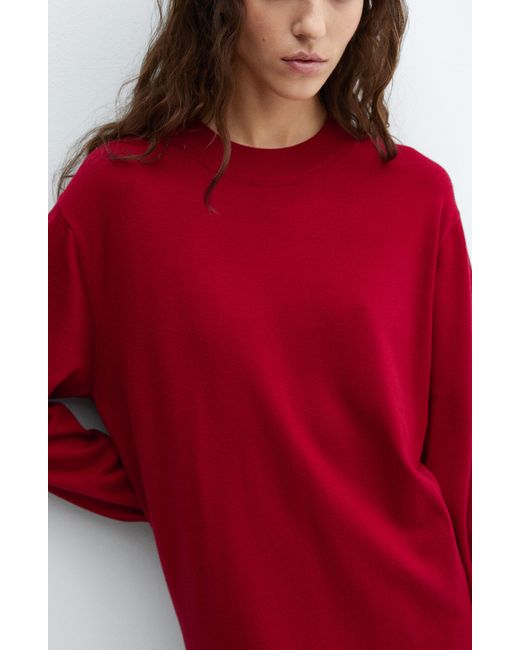 Mango Red Long Sleeve Sweater Dress