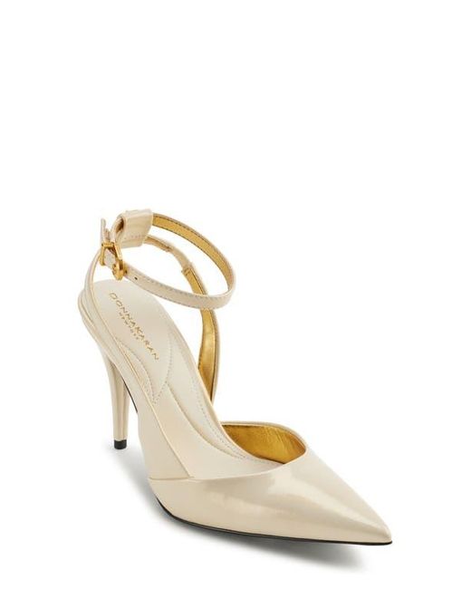 Donna Karan Metallic Pinecrest Pointed Toe Ankle Strap Pump