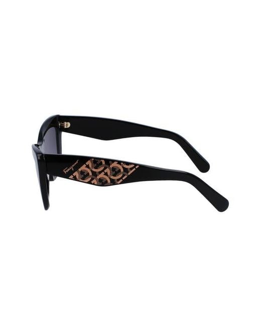 Ferragamo Black 55mm Gradient Rectangular Sunglasses
