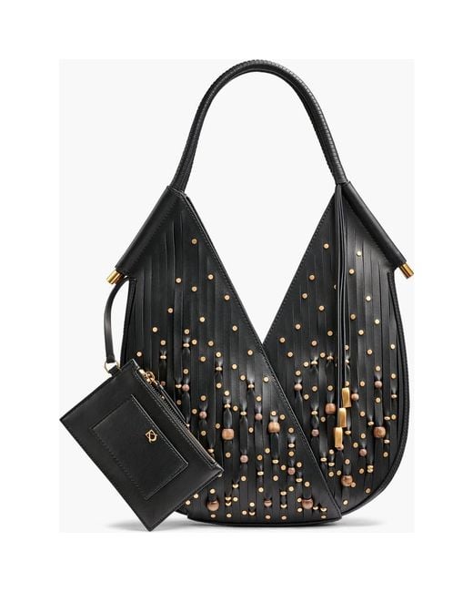 Donna Karan Black Baldwin Beaded Lasercut Mini Shoulder