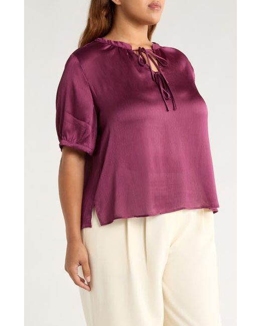 Vince Camuto Purple Tie Front Satin Top