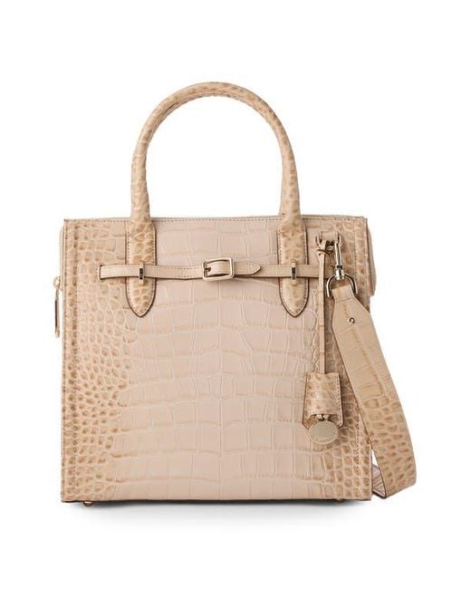 Brahmin Natural Small Caroline Croc Embossed Leather Satchel