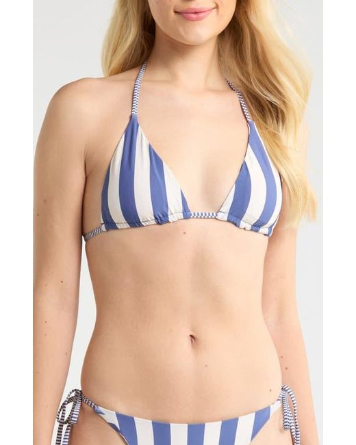 Roxy Blue Stripe Out Reversible Triangle Bikini Top