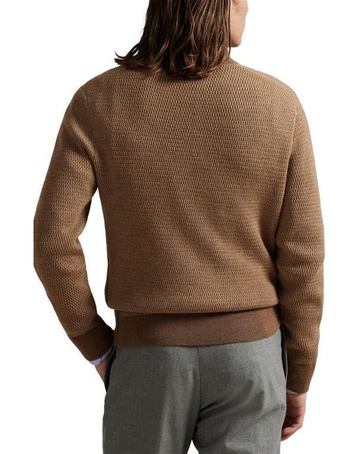 Polo Ralph Lauren Brown Textured Wool Quarter Zip Sweater for men