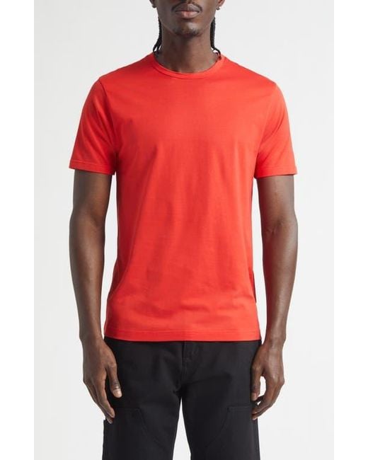 Sunspel Red Cotton Crewneck T-Shirt for men