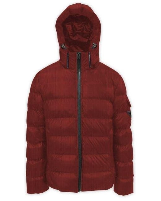 Point Zero Red Fine Corduroy Puffer Jacket for men