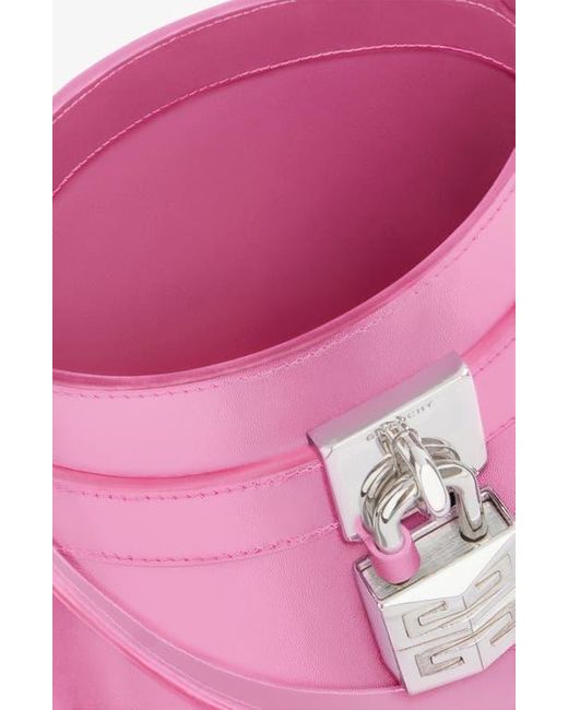 Givenchy Pink Micro Shark Lock Leather Bucket Bag