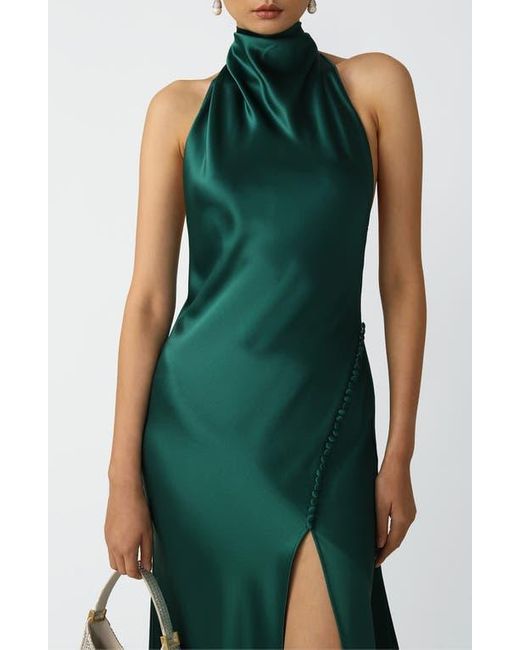 SAU LEE Green Penelope Satin Gown