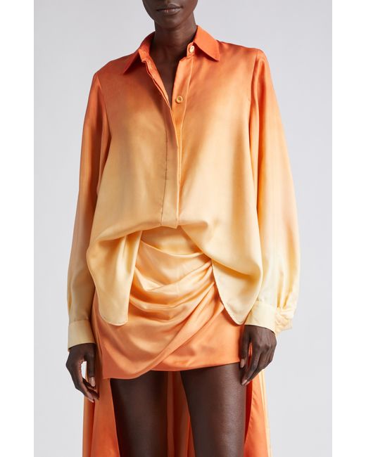 Zimmermann Orange Tranquility Ombré Silk Scarf Shirt