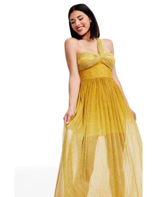 Dress the Population Yellow Idalia Metalllic Ombré One-Shoulder Gown