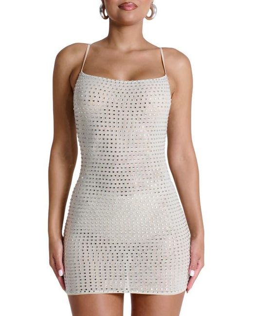 Naked Wardrobe White Crystal Bodycon Mesh Minidress