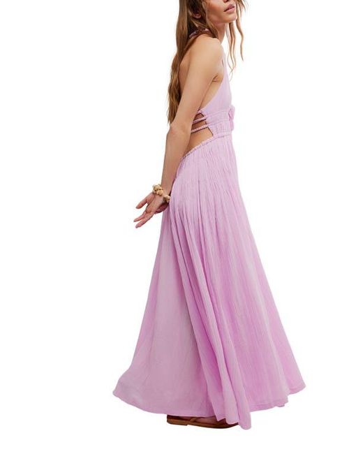 free people pink halter dress Free People Angel Plunge Halter Neck Maxi Dress in Purple