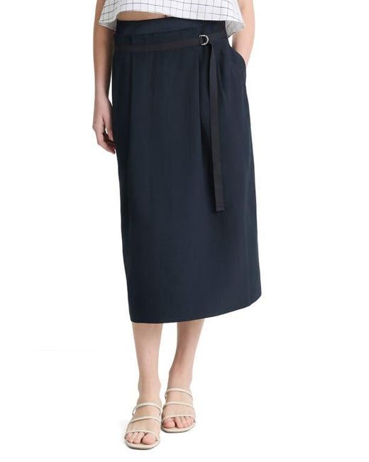 Vince Blue Belted Midi Skirt