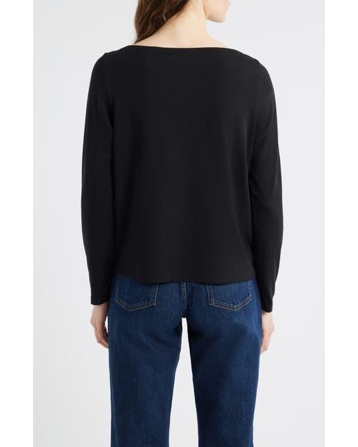 Eileen Fisher Black Bateau Neck Top