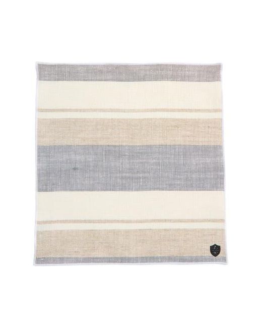 CLIFTON WILSON Gray Stripe Linen Pocket Square for men