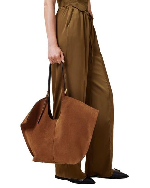 AllSaints Brown Ara East West Suede Tote